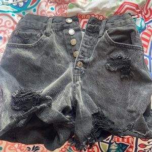 Black Ripped High Waist Shorts